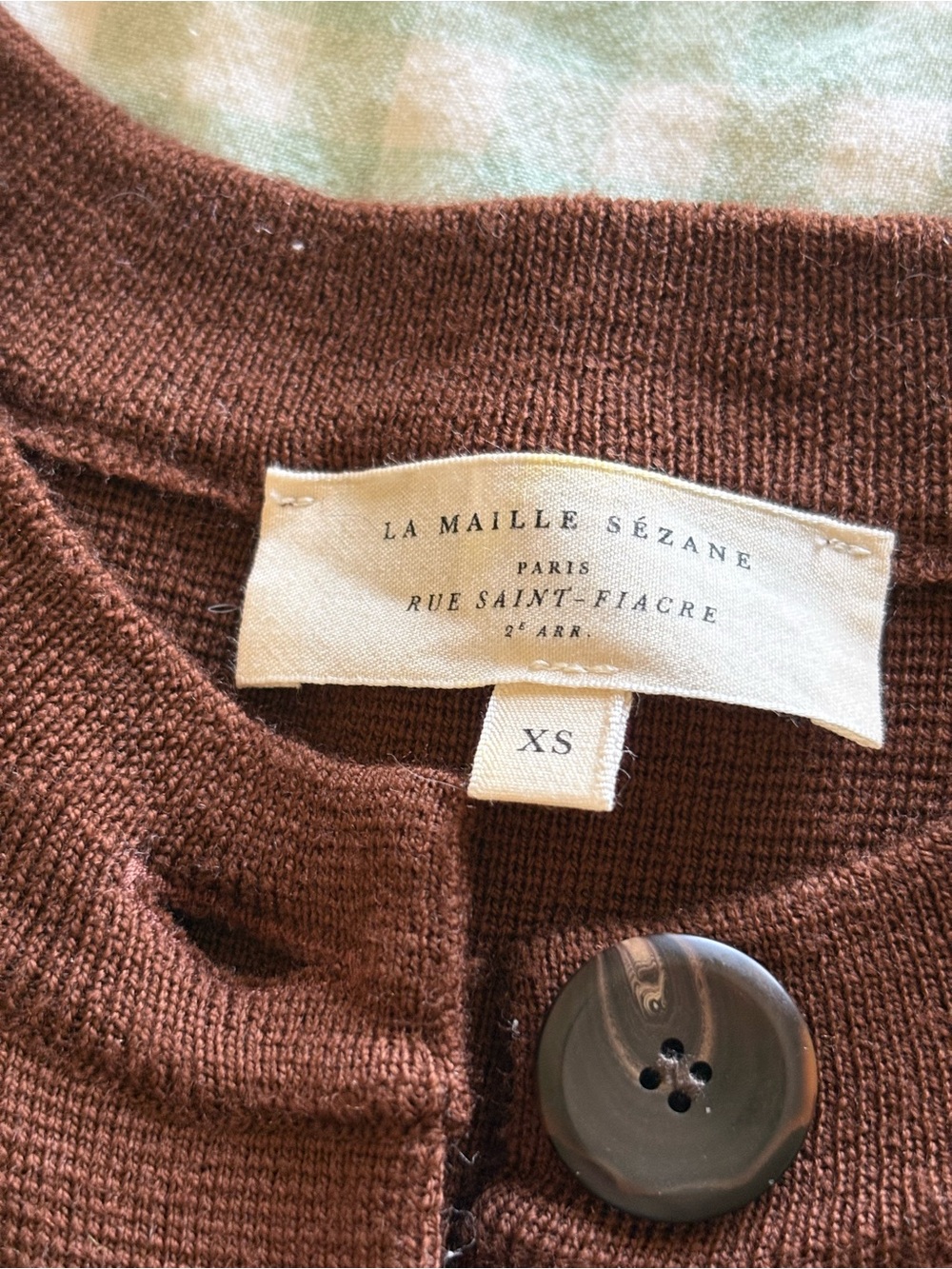 Sezane Jude Crewneck Button Cardigan - Brown - Picture 4 of 5